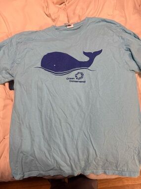 Gildan Light Blue Short Sleeve T-Shirt with Navy Whale Graphic